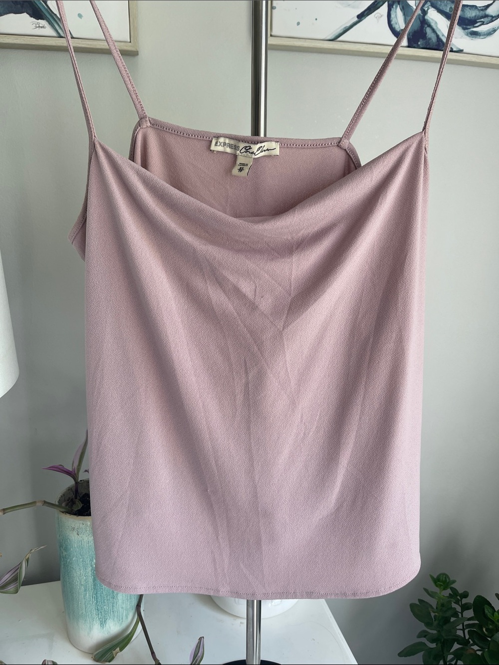 Express Blush Pink Cowl Neck Spaghetti Strap Camisole